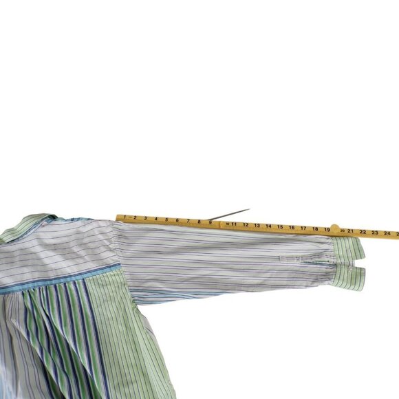 Maeve by Anthropologie Alix Button Down Stripe Henley Patchwork Oversized M #488 - Picture 6 of 8